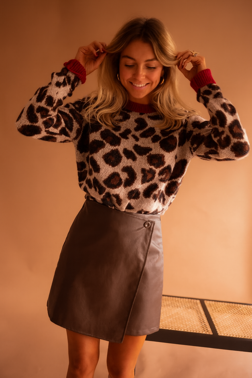 Alessa™ | Strikket trøje med leopardprint