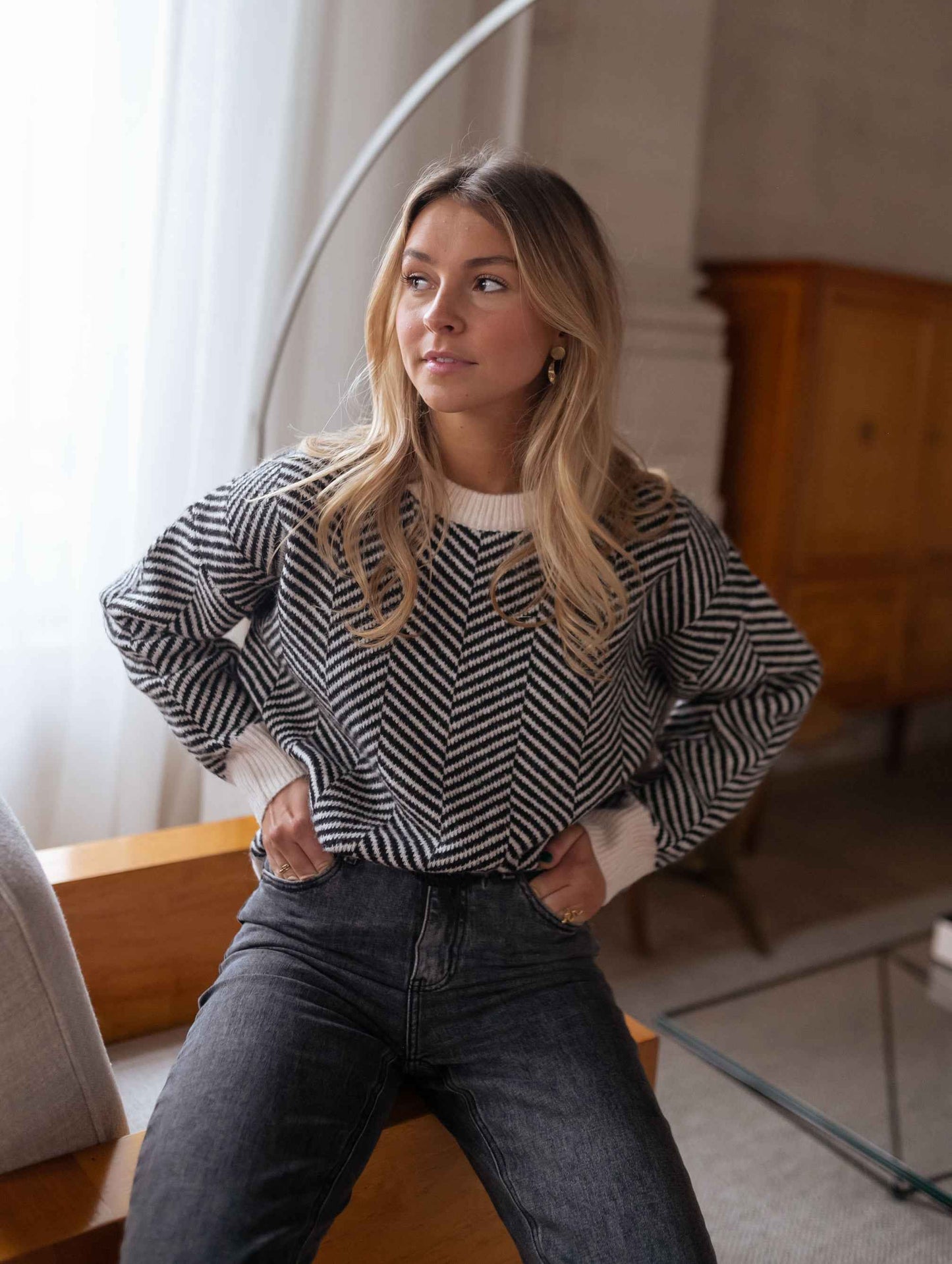 Lenya™ | Sweater med strikket mønster