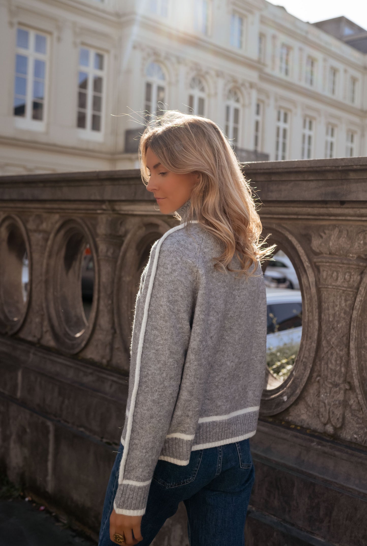 Amelie™ | Grå strikket trøje