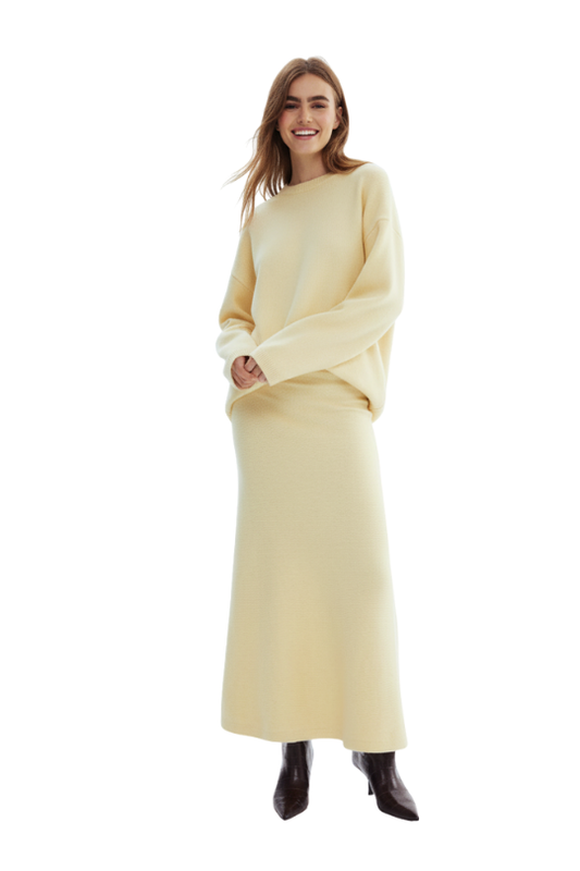 KIRSTEN - Gul nederdel og sweater