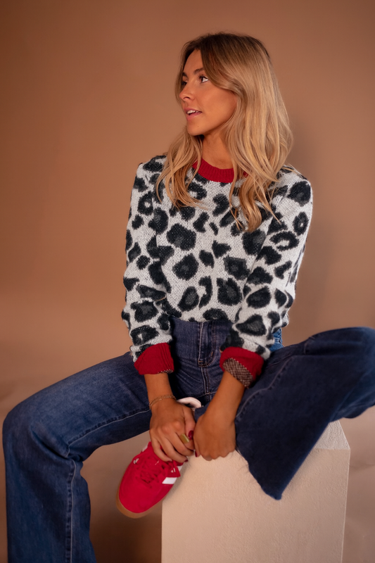 Alessa™ | Strikket trøje med leopardprint