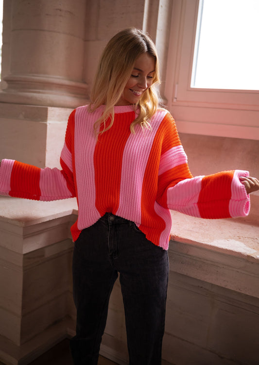Pauline™ | Strikket trøje med farvede striber