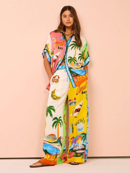 Tropica Two-Piece - Flowy sæt med brede ben til ubesværede sommerdage)
