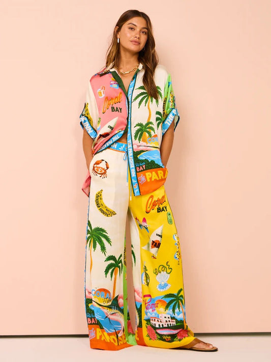 Tropica Two-Piece - Flowy sæt med brede ben til ubesværede sommerdage)