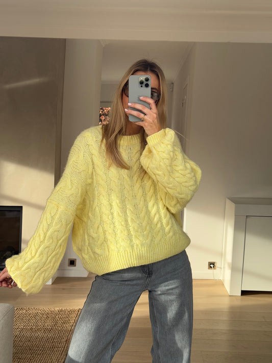 Hannah™ | Gul strikket trøje
