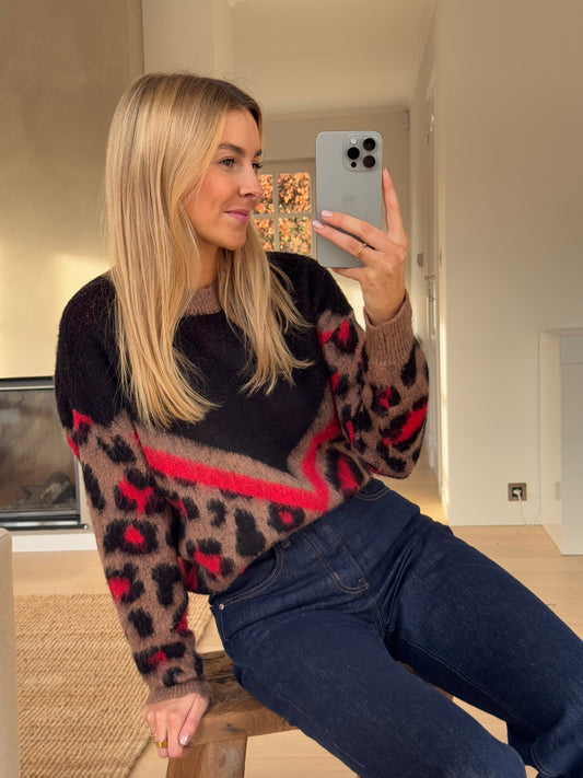 Valerie™ | Strikket trøje med leopardprint