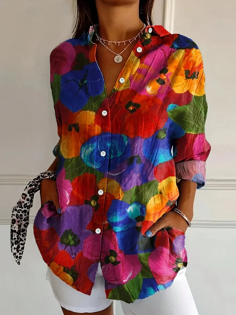 Boho-bluse med blomster - Ibiza