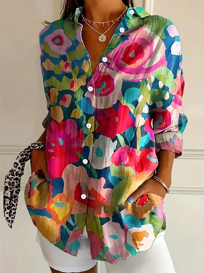 Boho-bluse med blomster - Ibiza