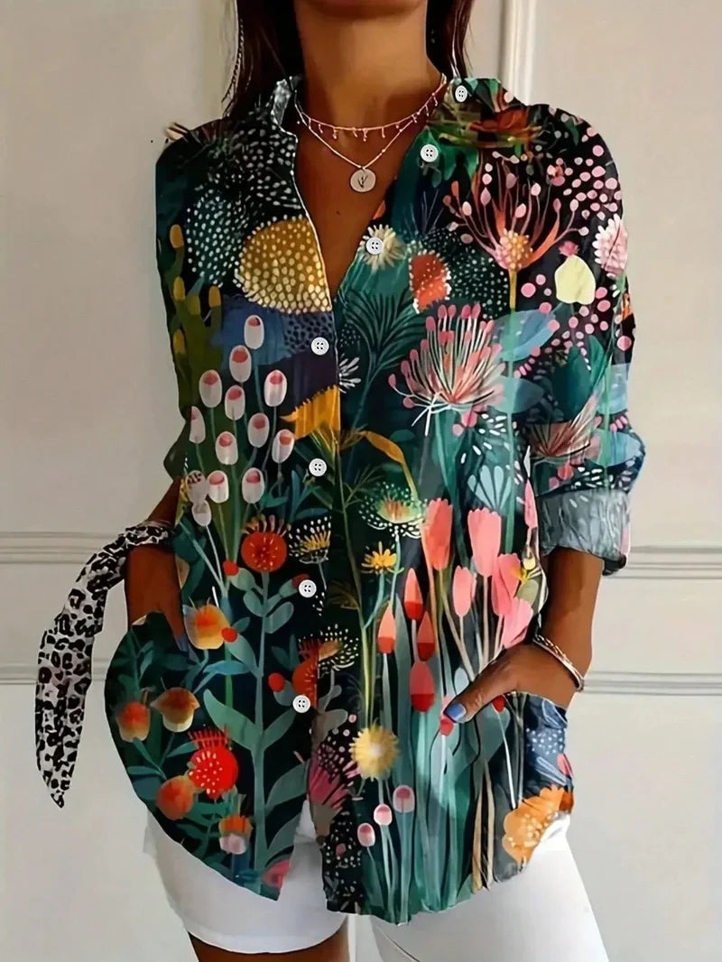 Boho-bluse med blomster - Ibiza